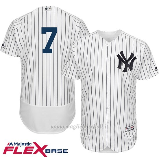 Maglia Baseball Uomo New York Yankees Mickey Mantl Majestic Autentico Collezione Flex Base Bianco